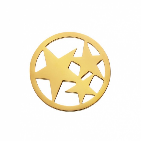 Daisy London Halo Coin Drei Sterne Silber 18kt vergoldet